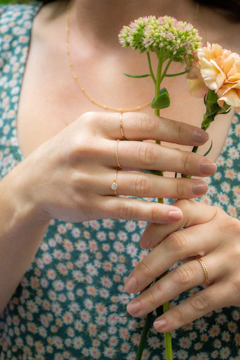 Rainbow Moonstone Ring Natural Moonstone Dainty Gemstone Ring June Birthstone Ring Birthday Gift for Her image 3