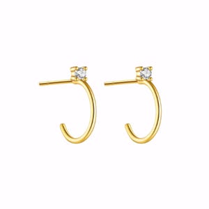 Enkele eenvoudige ringetjes CZ | Minimalistische gesimuleerde diamanten oorbellen | Sierlijke gouden oorbellen | Oorbellen bruidsmeisje | Trouwoorbellen
