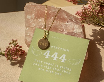 Angel Number Necklace | Engraved Guardian Angel Necklace | 444 Necklace | 888 Angel Necklace | Mindfulness Gift