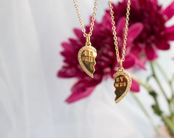 Best Friend Heart Necklace | BFF Broken Heart Pendant Necklace |  Friendship Necklace | Gold Filled Necklace | Matching Heart Necklace