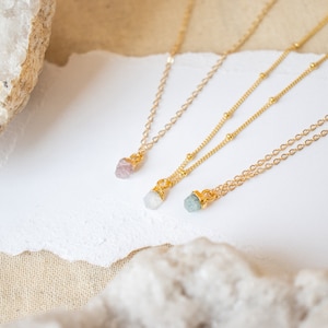 Raw Crystal Necklace Boho Gemstone Necklace Layering Necklace Moonstone Necklace Rose Quartz Necklace Citrine Necklace image 1