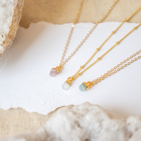 Raw Crystal Necklace | Boho Gemstone Necklace | Layering Necklace | Moonstone Necklace | Rose Quartz Necklace | Citrine Necklace