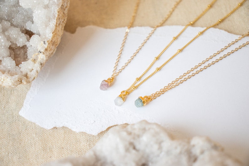 Raw Crystal Necklace | Boho Gemstone Necklace | Layering Necklace | Moonstone Necklace | Rose Quartz Necklace | Citrine Necklace 