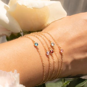 Gold Birthstone Bracelet | Family Birthstone Bracelet | Birthstone Jewelry | Personalized Birthday Gift | Bridesmaid Gifts