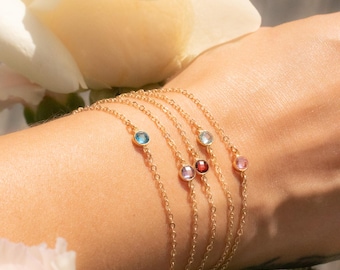 Gold Birthstone Bracelet | Family Birthstone Bracelet | Birthstone Jewelry | Personalized Birthday Gift | Bridesmaid Gifts