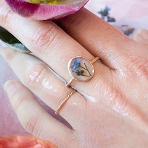 Forget Me not Ring Pressed Flower Ring Cottagecore Floral Ring 14K Gold Filled Ring Memorial Gift image 5