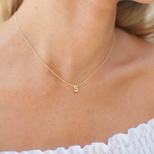 Gold Initial Necklace Minimal Initial Necklace Gold Letter Necklace Personalized Name Necklace image 7