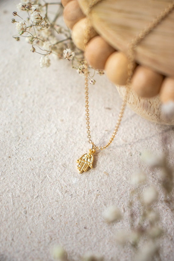 Gold Hamsa Necklace Protection Necklace 