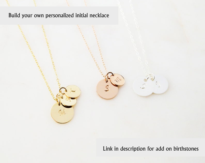 Initial Necklace Gold Letter Necklace Personalized Everyday Necklace Custom Necklace Gift for Mom Medium Coin Necklace image 7