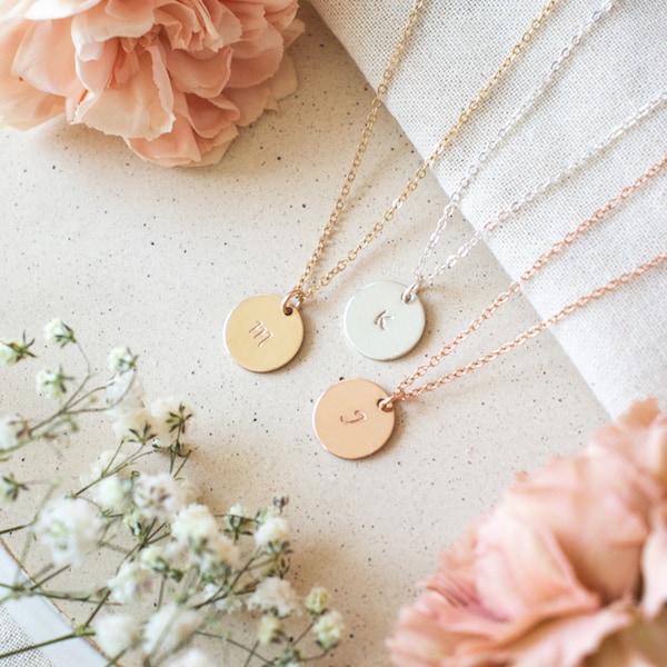 Initial Necklace | Gold Letter Necklace | Personalized Everyday Necklace | Custom Necklace Gift for Mom | Medium Coin Necklace