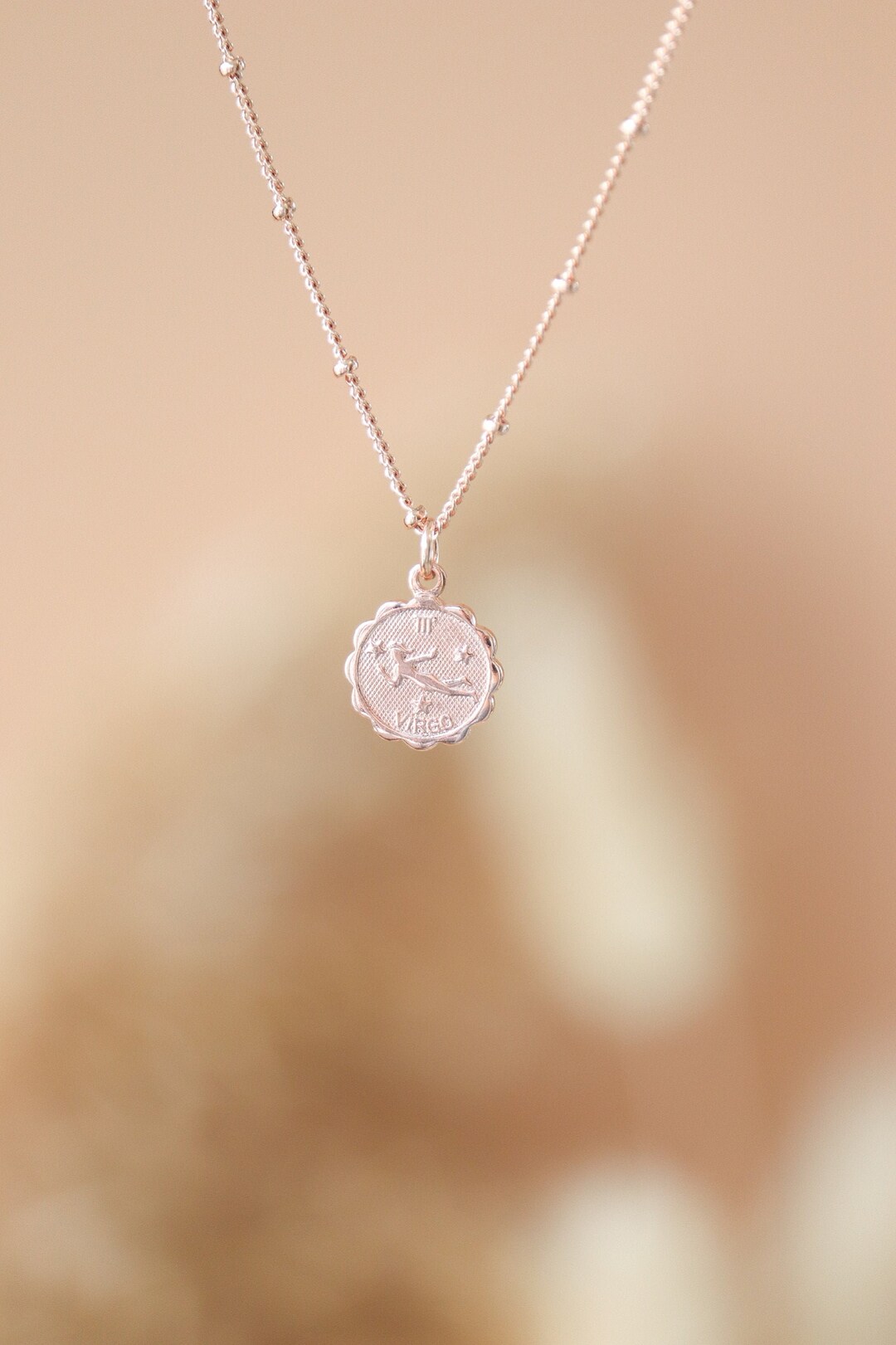 Dainty Zodiac Necklace Rose Gold Zodiac Necklace Horoscope Necklace