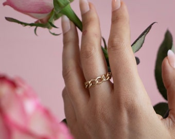 Statement Chain Ring | Chunky Stacking Ring | Gold Filled Ring | Summer Jewelry | Mothers Day Gift