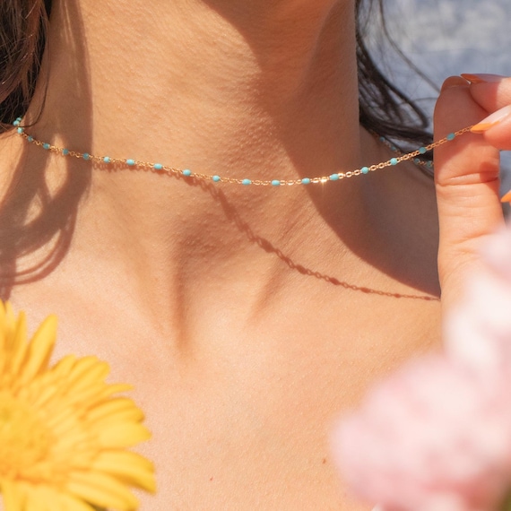 Collana di perline di quarzo rosa-arancio, collana boho chic di perline, collana a strati, regalo per la mamma - Italia