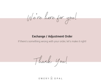 Order Adjustment / Exchange Length Size Color