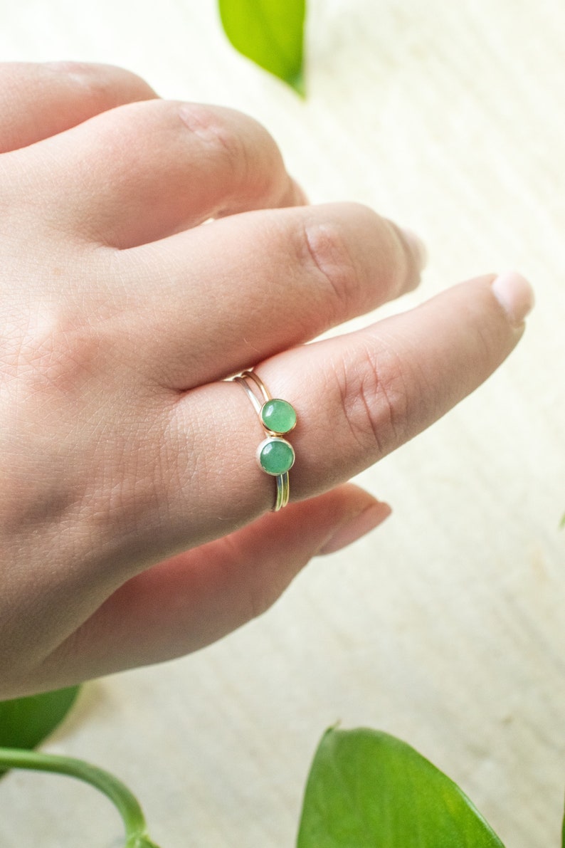 Green Aventurine Ring Aventurine Gemstone Ring August Birthstone Ring Birthday Gift for Her Boho Ring image 5