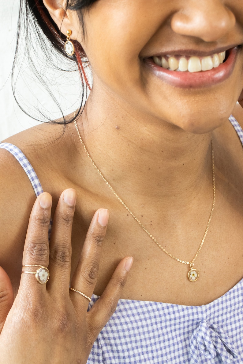 Pressed Flower Ring Cottagecore Floral Ring 14K Gold Filled Ring Cottagecore Jewelry Graduation Gift for Daughter image 6