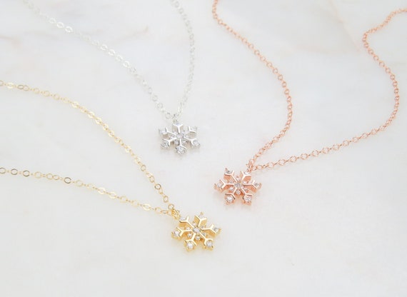 Snowflake Necklace for Girls Delicate and Dainty Snowflake Necklace for Women Sterling Silver Snowflake Necklace 18 inches