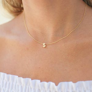 Gold Initial Necklace Minimal Initial Necklace Gold Letter Necklace Personalized Name Necklace image 1