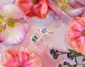 Forget Me Not Ring | Pressed Flower Ring | Cottagecore Floral Ring | 14K Gold Filled Ring | Memorial Gift | Gift for Mom | Real Flower Ring