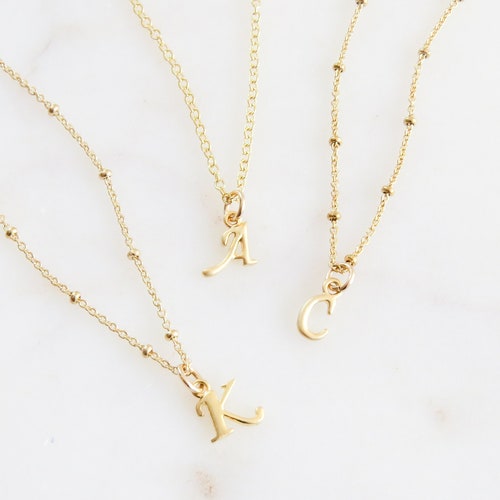 Cursive Initial Necklace Dainty Gold 