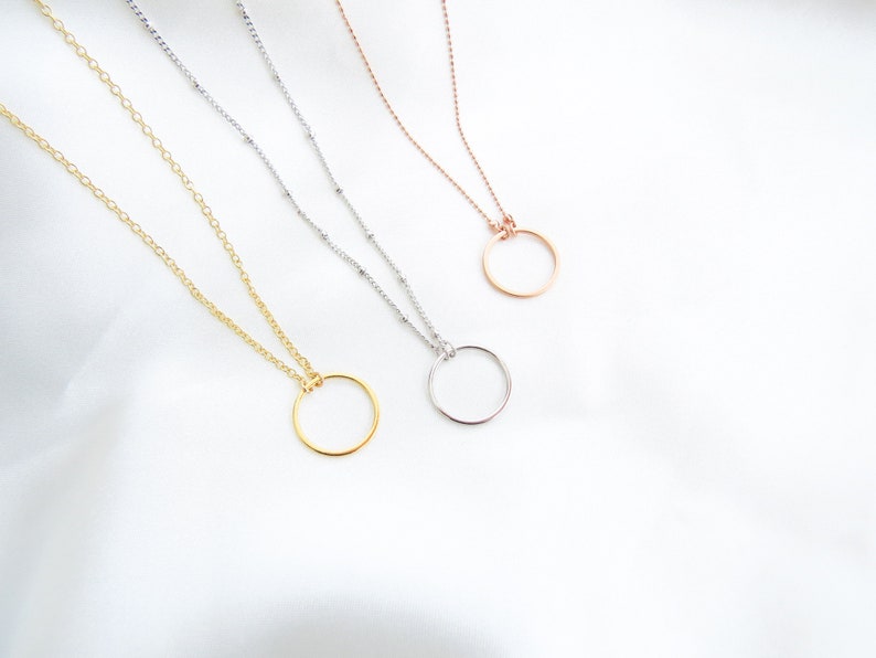 Gold Circle Necklace Eternity Necklace Karma Necklace Layering Necklace Delicate Necklace Dainty Necklace Gift for Wife image 2