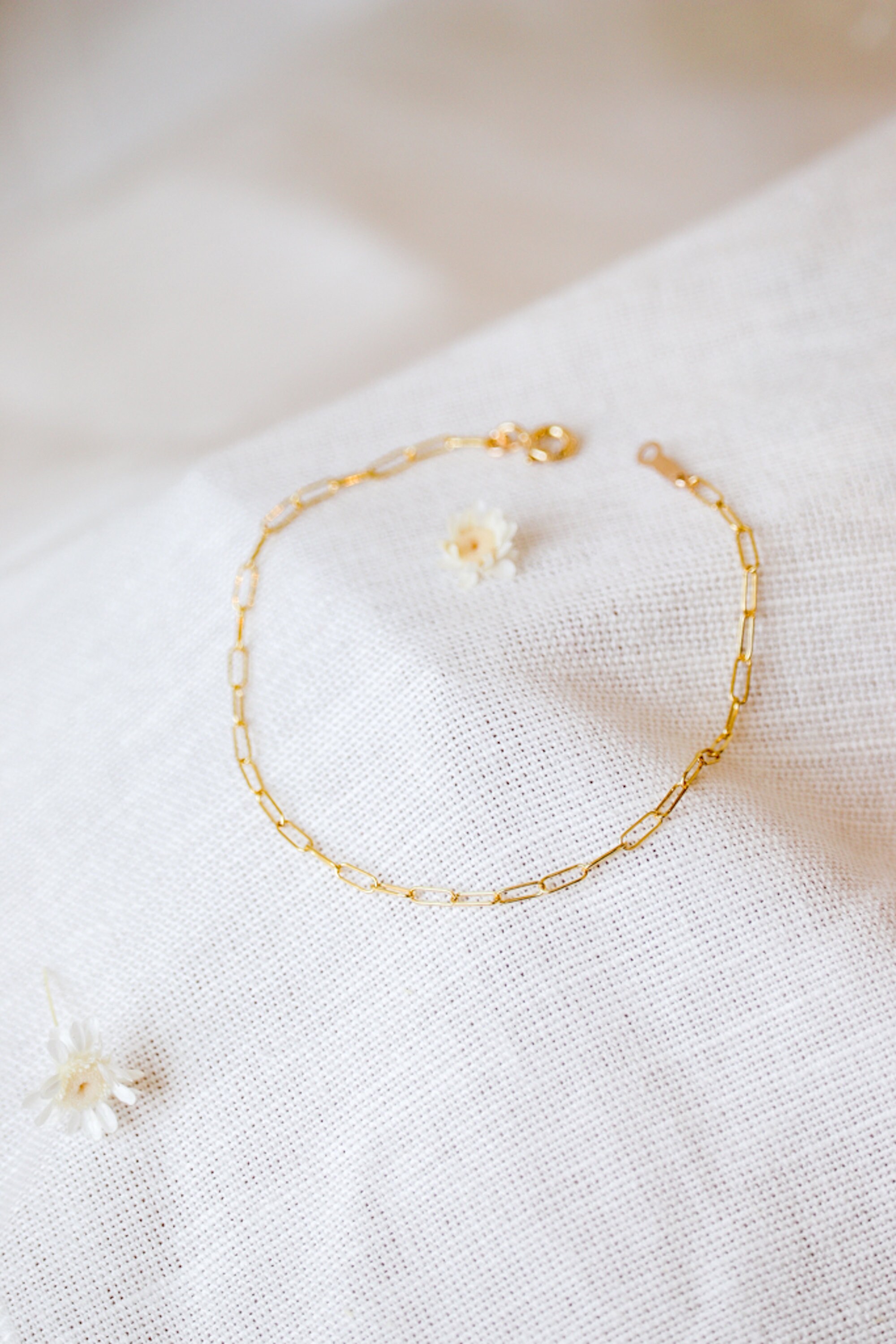 Paper Clip Bracelet Silver Chain Bracelet Gold Layering Etsy Canada