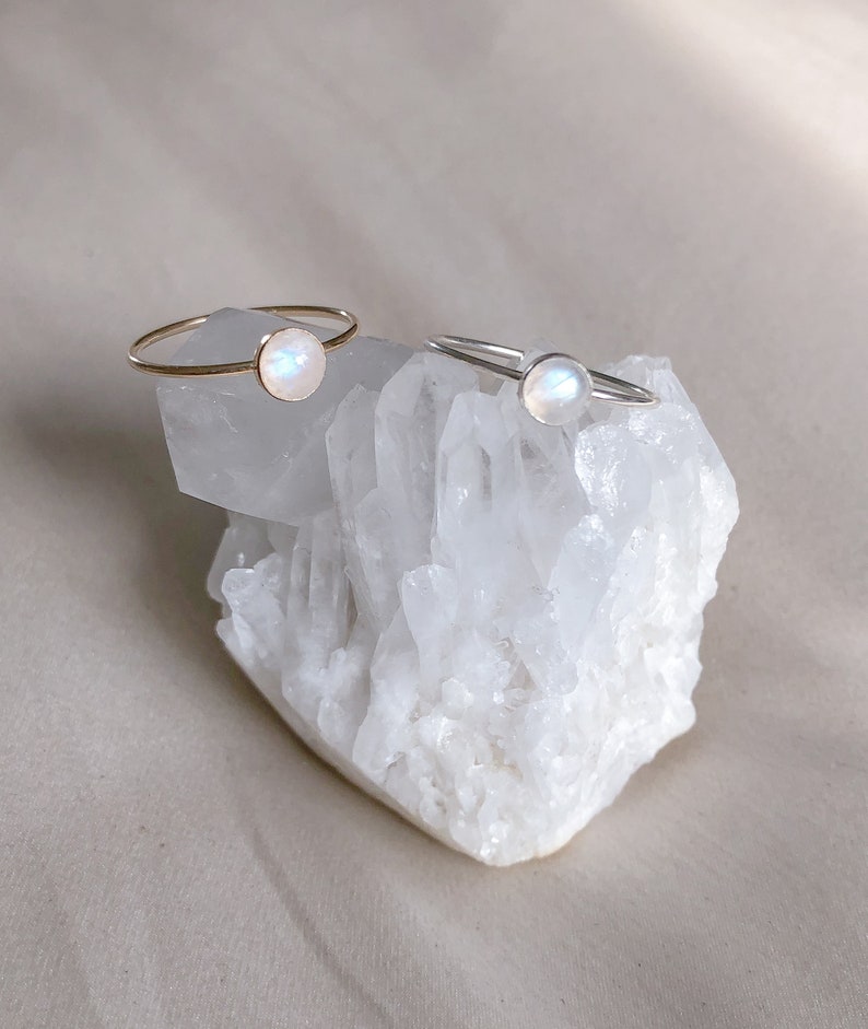 Rainbow Moonstone Ring Natural Moonstone Dainty Gemstone Ring June Birthstone Ring Birthday Gift for Her image 7