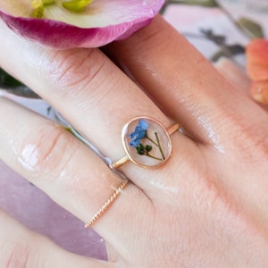 Forget Me not Ring Pressed Flower Ring Cottagecore Floral Ring 14K Gold Filled Ring Memorial Gift image 6