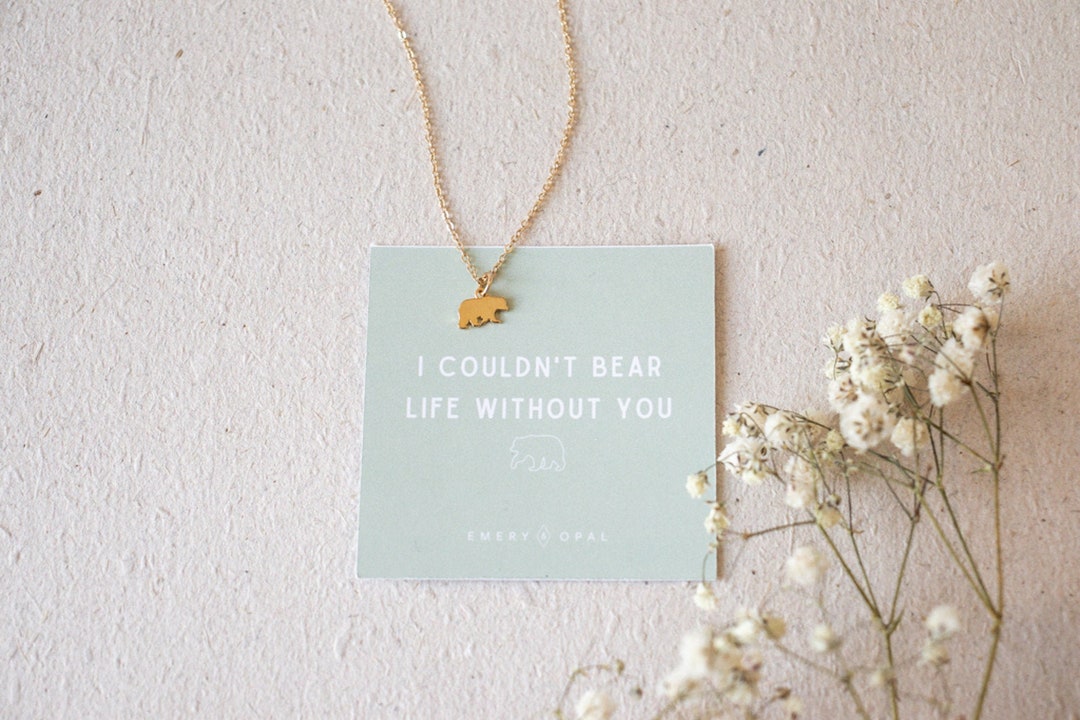 Gold Bear Necklace Animal Jewelry Bear Pendant Necklace