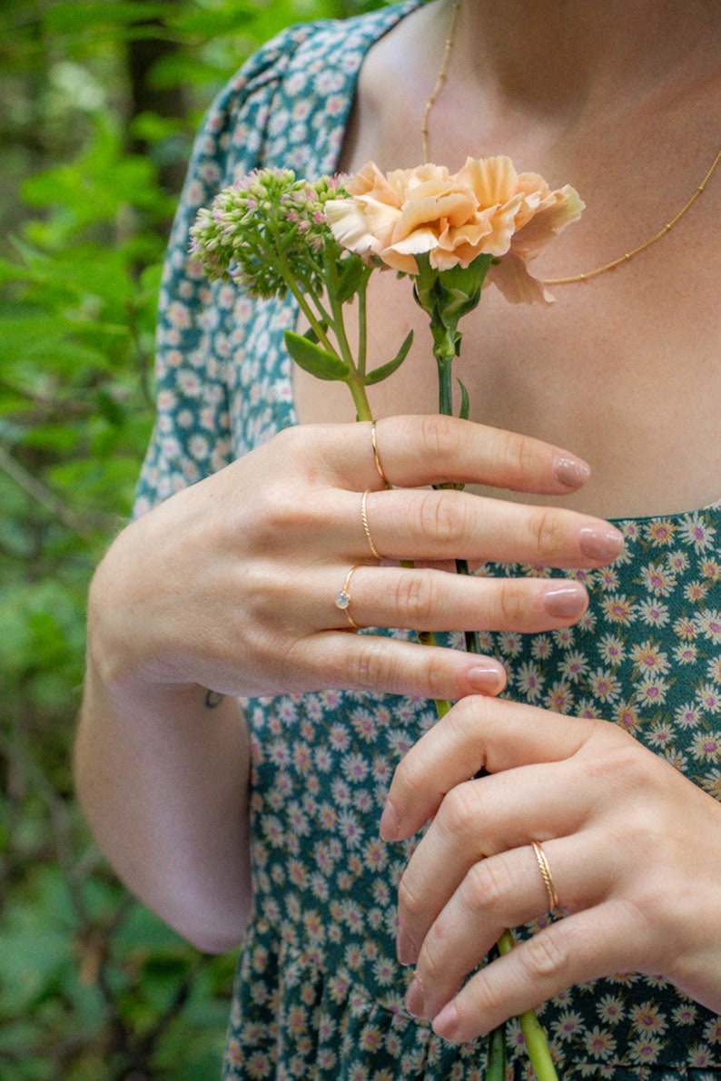 Rainbow Moonstone Ring Natural Moonstone Dainty Gemstone Ring June Birthstone Ring Birthday Gift for Her image 8