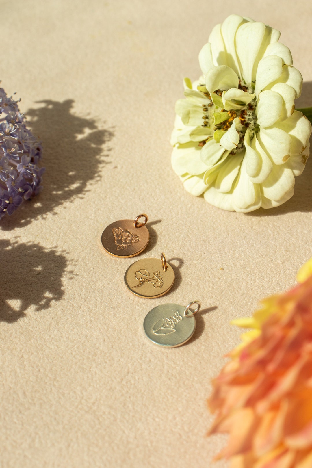 Birth Flower Pendant Birth Flower Charm Birth Flower Add on Grad Gift