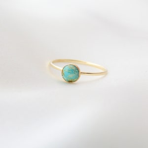Turquoise Gemstone Ring December Birthstone Natural Stone Ring Dainty Gold Stacking Ring image 2