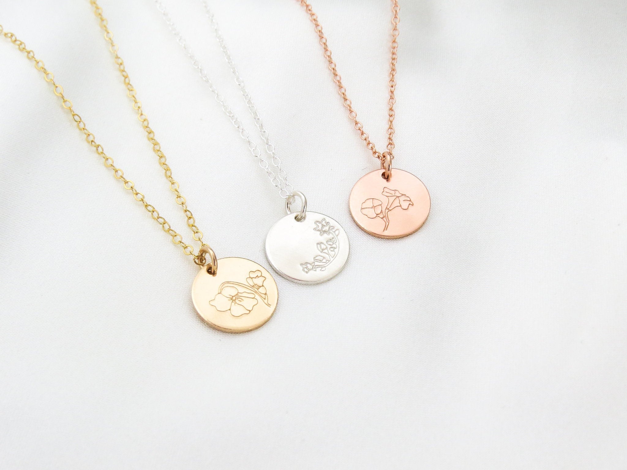 Personalised Locket Birthday Present Birth Flower Locket Handmade