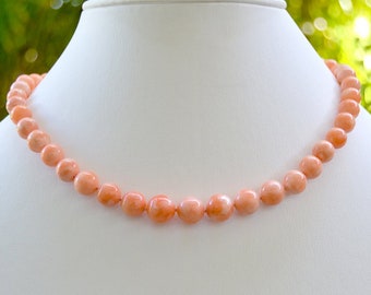 Estate New Hawaii Deep Sea Graduated Beads 8-11mm Angel CORAL 14k Clasp CHOKER 17"