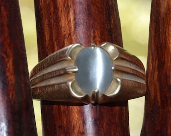 Estate Art Deco CATS EYE Chrysoberyl 14k Gold RING  size 10