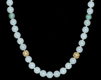 Finca China Exportación NATURAL JADE COLLAR Celadón Verde Lavanda Cuentas 31" 14KGF