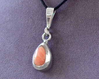Colgante Natural Rojo CORAL Cabujón Plata 925