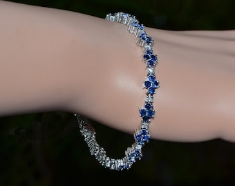 Vintage Estate Collection SAPPHIRE and DIAMOND 14k 585 Wh Gold BRACELET 6 3/4"