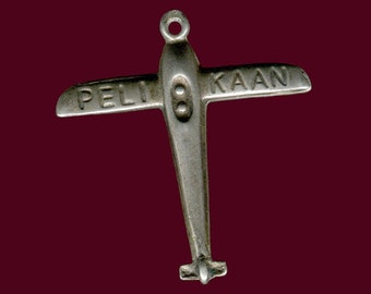 Rare "PELI KAAN" WW I Airplane Silver Memorabilia Medal Pendant Charm 835