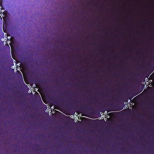 Sparkle Multi DIAMOND FLOWERS  White Gold NECKLACE  14k 21.25&quot;