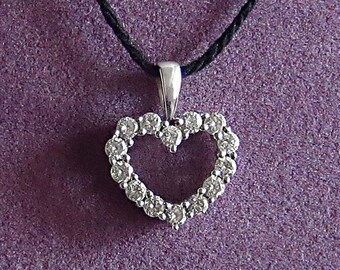 DIAMOND (15) HEART 14k White Gold  and 15"  Chain SB Hallmark
