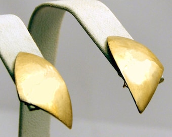 Classic MODERNISTE Hand Crafted 14K Gold S Gertz Pierced Back Earrings Studs 1990s