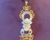 Articulated Chinese WHITE JADEITE Diamond PENDANT 18K