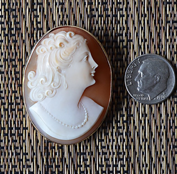 Antique Lovely Woman CAMEO PIN Brooch PENDANT 14K Yellow Gold - Etsy