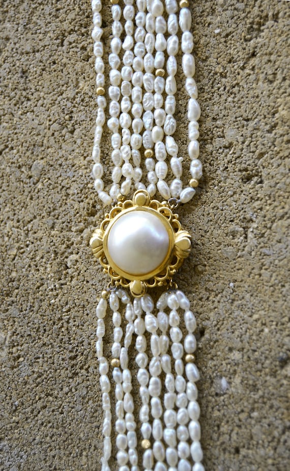 Rice Pearl Necklace - Real Pearl Choker - Rice Pearl Choker