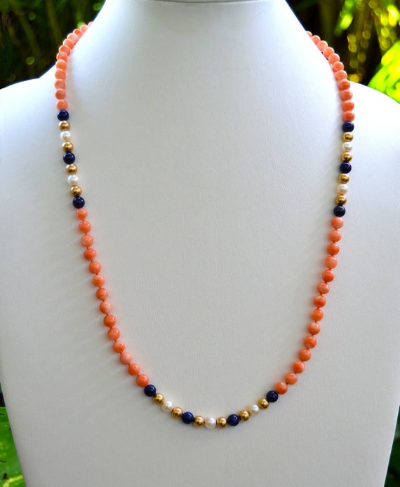 Estate New Hawaii Deep Sea Angel CORAL Lapis Gold 