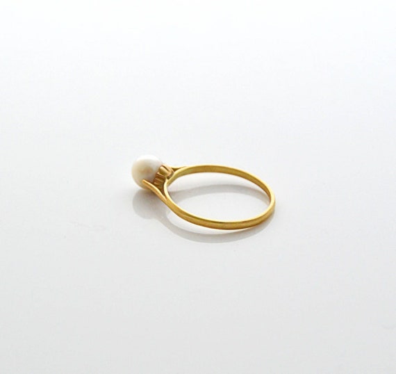Art Deco Estate PEARL MODERNE Design 18k 750 Gold RING size 6 1/4