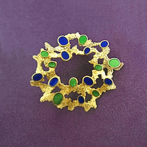 Moderniste ITALIAN 18k 750 GOLD and ENAMEL Brooch Pin