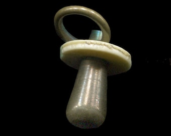 Rare antique 3D "PACIFIER" Celluloid & Brass  Charm Fob European