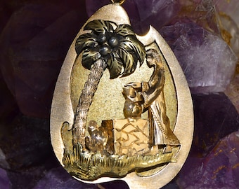 DESERT OASIS PENDANT three tone White Rose Yellow 14K